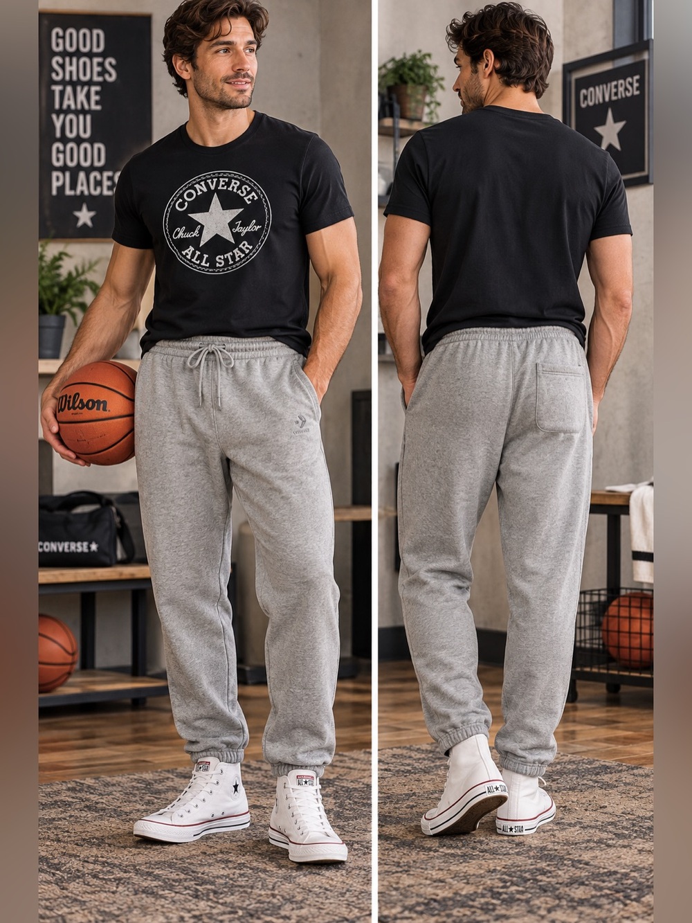 NWT Converse Gray Fleece Jogger Sweatpants Men’s Large